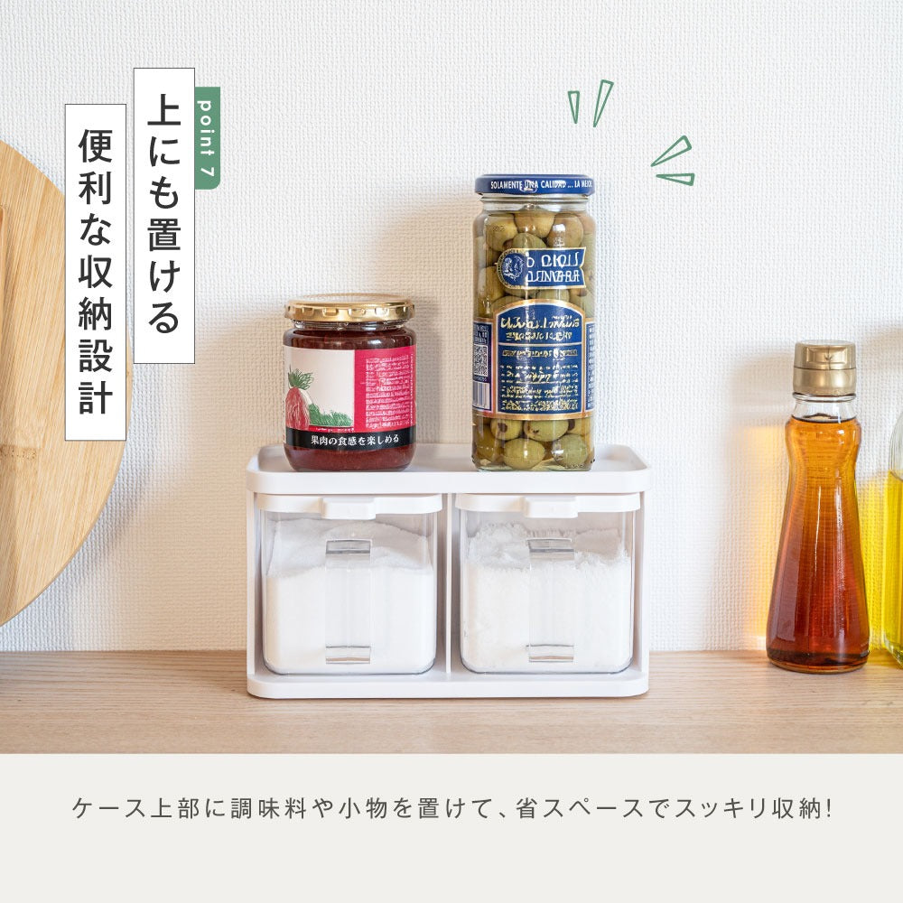 予約販売受付中!調味料ポット 500ML 2個入り 調味料入れ セット おしゃれ スプーン付き ラックセット大さじ 調味料ケース 使いやすい かわいい 塩 砂糖入れ 大容量 密閉 保存容器 キャニスター ストッカー キッチン収納 便利グッズex-c01004