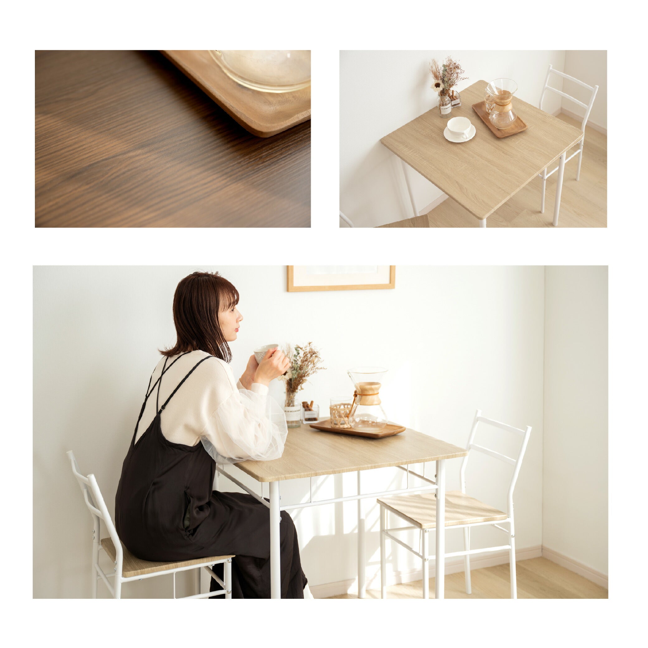 30日限定☆80%OFF で3974円!ダイニングテーブルセット 3点 セット 2人 ダイニングチェア 2脚セット ダイニングセット 北欧 家具 チェア 2人掛け 食卓テーブル おしゃれ シンプル テーブル 食卓 木目調 インテリア 一人暮らし f-00066
