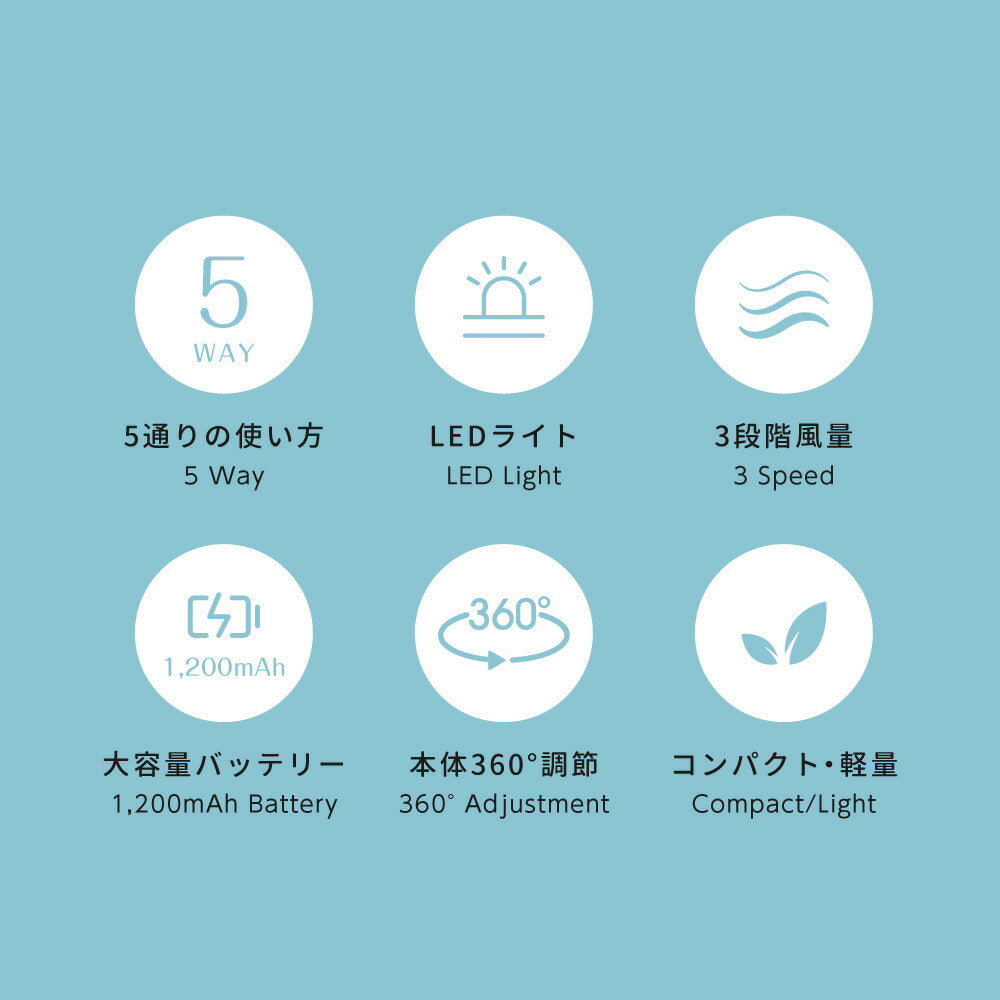 【75%OFFクーポン利用で970円】卓上扇風機 5way ベビーカー 巻き付け扇風機 360°角度調節可能 持ち運び 三脚 小型 サーキュレーター USB充電 風量3段階調節 吊り下げ 静音 卓上 スマホスタンド LEDライト付き アウトドア ハンディファン i-00040