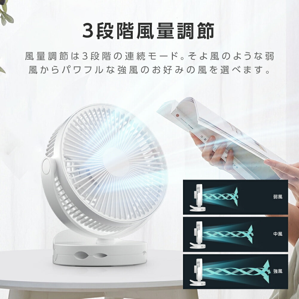 30日限定☆80%OFF で776円!充電式扇風機 クリップ式 スタンド式 壁掛け 3WAY 360°角度調節可能 卓上扇風機 静音 風量3段階 小型 卓上 USB 持ち運び ミニファン アウトドア i-00042