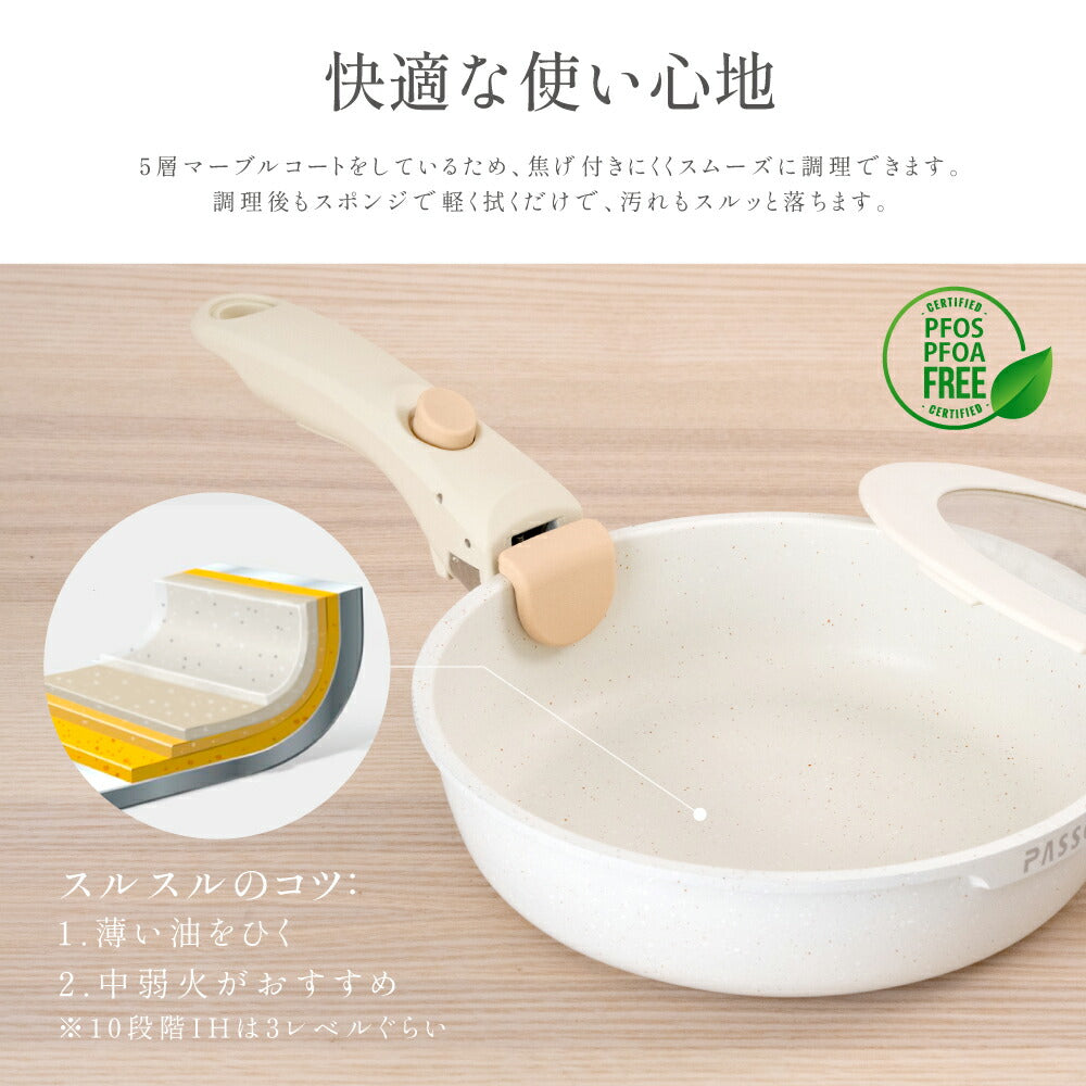 【80%OFFクーポン利用で3104円】フライパン セット ih 6点 IH〜ガス火対応 取っ手が取れる ソースパン 蓋付き 簡単調理 お弁当 蓋 鍋 軽い キッチン用品 食器 調理器具 手入れ簡単 家庭用 子供 一人暮らし c-00006