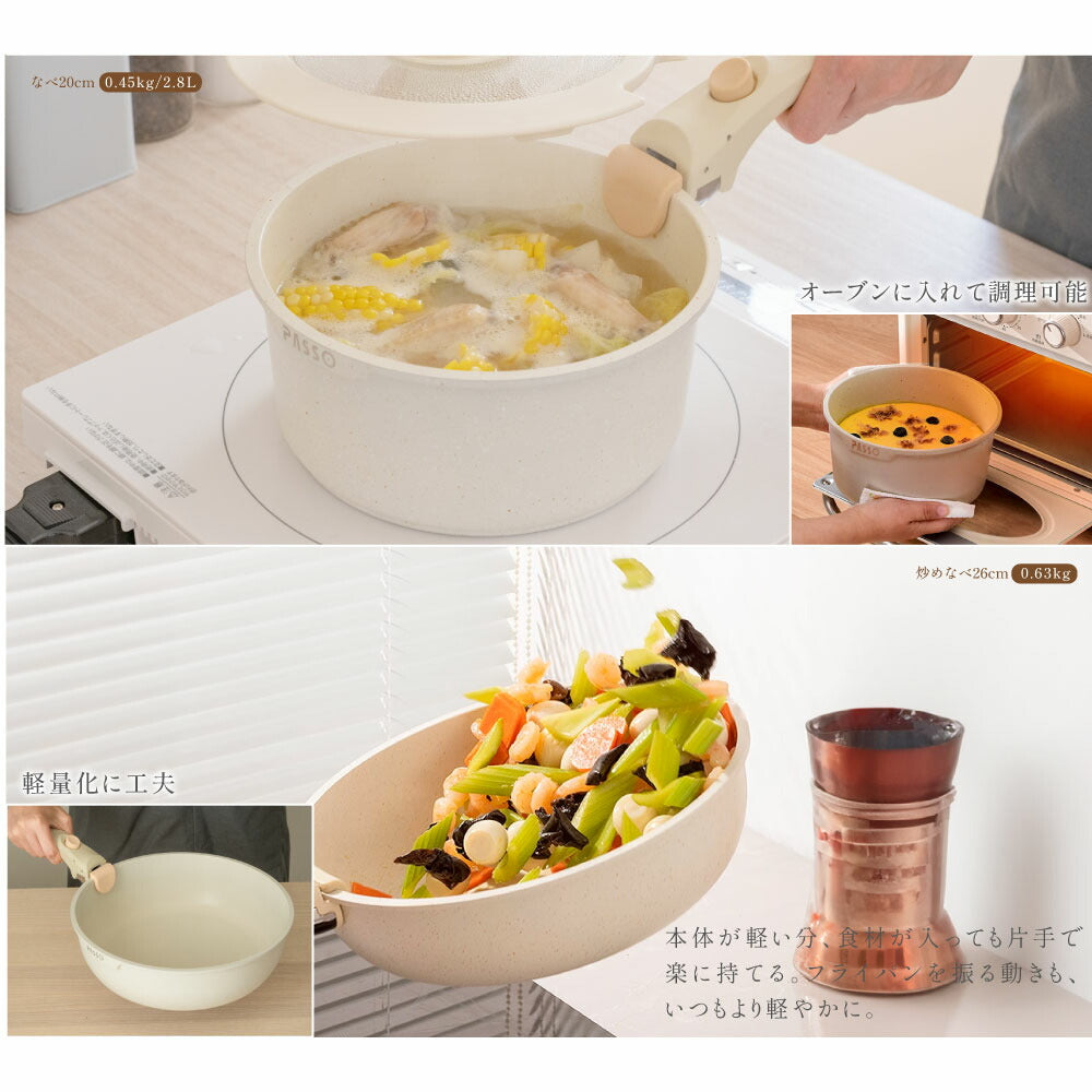 【75%OFFクーポン利用で4950円】フライパン セット ih 8点 IH〜ガス火対応 取っ手が取れる 3in1 3つ穴円形フライパン卵焼き器 ソースパン 蓋付き ふた 保存容器 冷凍 簡単調理 お弁当 蓋 鍋 軽い キッチン用品 食器 調理器具 手入れ簡単 c-00018