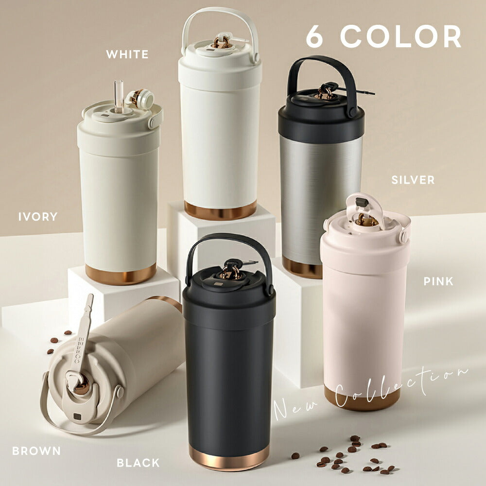 【80%OFFクーポン利用で1196円】タンブラー 3way ストロー付き 保温 保冷 蓋付き 持ち運び トラベルタンブラー 水筒 500ml 750ml おしゃれ 大容量 ステンレス 結露しない 二重構造 真空断熱 保温携帯コーヒーカップ アイスクリーム おしゃれ c-00046