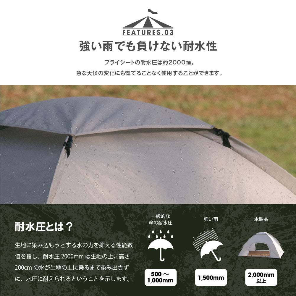 【75%OFFクーポン利用で1821円】【予約再開】ポップアップテント テント ワンタッチテント 1人 2人用 テント 幅200×高さ120cm 紫外線対策 アウトドア キャンプ用品 ポップアップ 高耐水 収納バック付き 持ち運び便利 ソロ イベント d-00034
