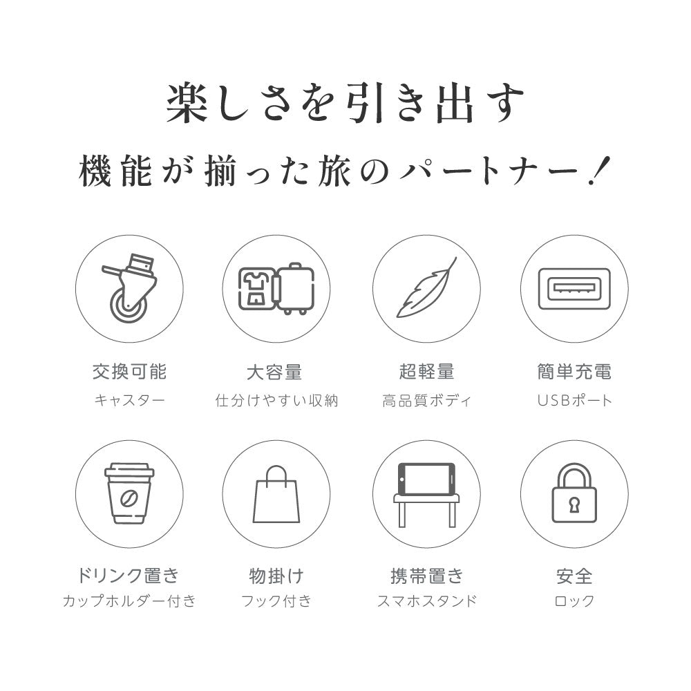 【70%OFF クーポン利用で3594円】スーツケース キャリーケース 機内持込可能 S/Mサイズ 34L/55L キャリーバッグ 6カラー選ぶ カップホルダー スマホスタンド フック付き 泊まる 軽量設計 360度回転 大容量 ビジネス 修学旅行 海外旅行 国内旅行 小型 出張 ex-a01001