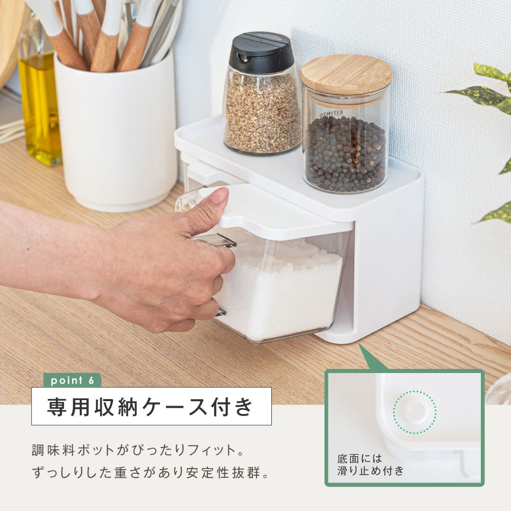 予約販売受付中！調味料ポット 500ML 2個入り 調味料入れ セット おしゃれ スプーン付き ラックセット大さじ 調味料ケース 使いやすい かわいい 塩 砂糖入れ 大容量 密閉 保存容器 キャニスター ストッカー キッチン収納 便利グッズex-c01004