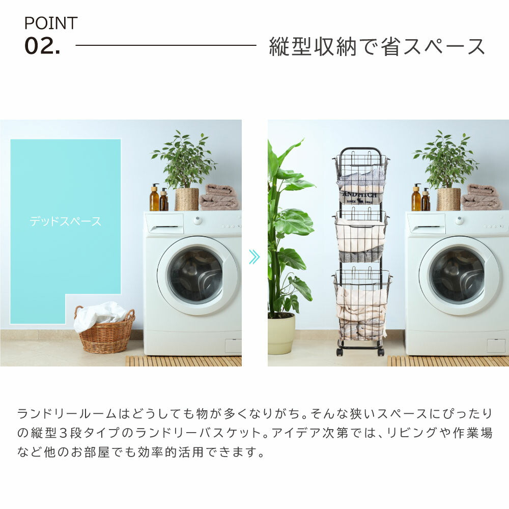30日限定☆80%OFF で2596円!ランドリーバスケット キャスター付き 3段 スリム おしゃれ 収納ラック 洗濯かご ランドリー収納 隙間ワゴン 洗濯物入れ バスケット スチール 大容量 持ち手付き ワゴン 脱衣かご 洗面所 シンプル 収納用品 f-00008