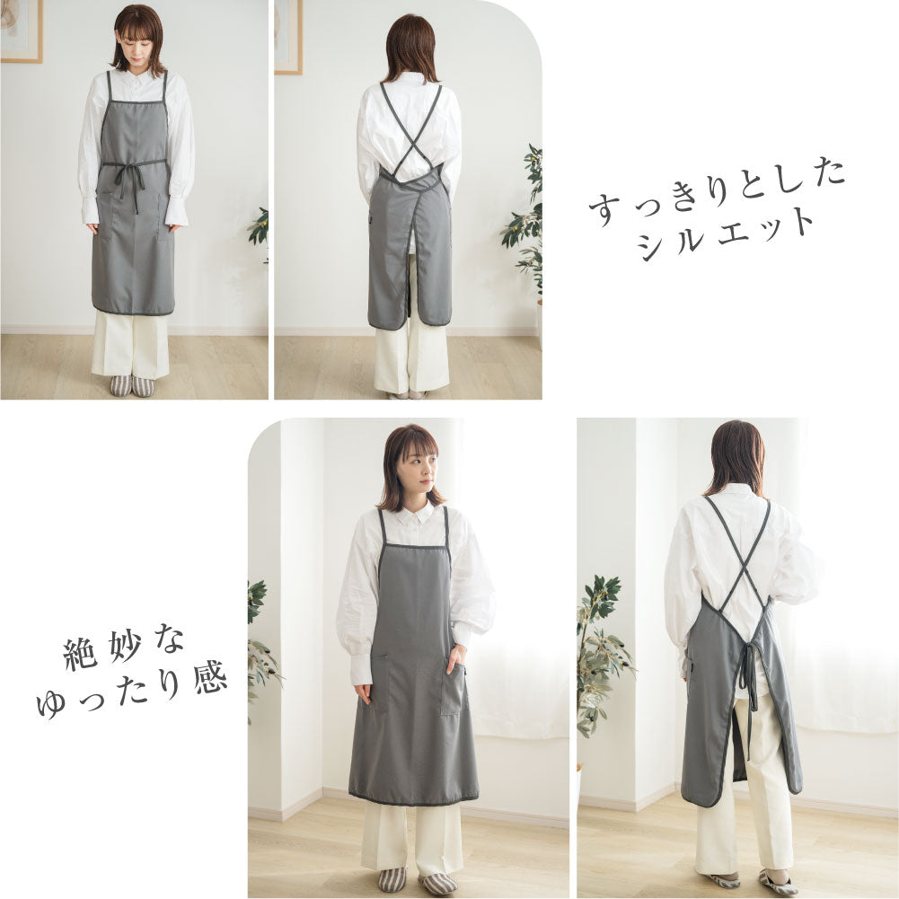 【80%OFFクーポン利用で558円】エプロン おしゃれ 保育士 かわいい ワンピース カフェエプロン レディース ロング 黒 バッククロス エプロン ポケット 料理 f-00021