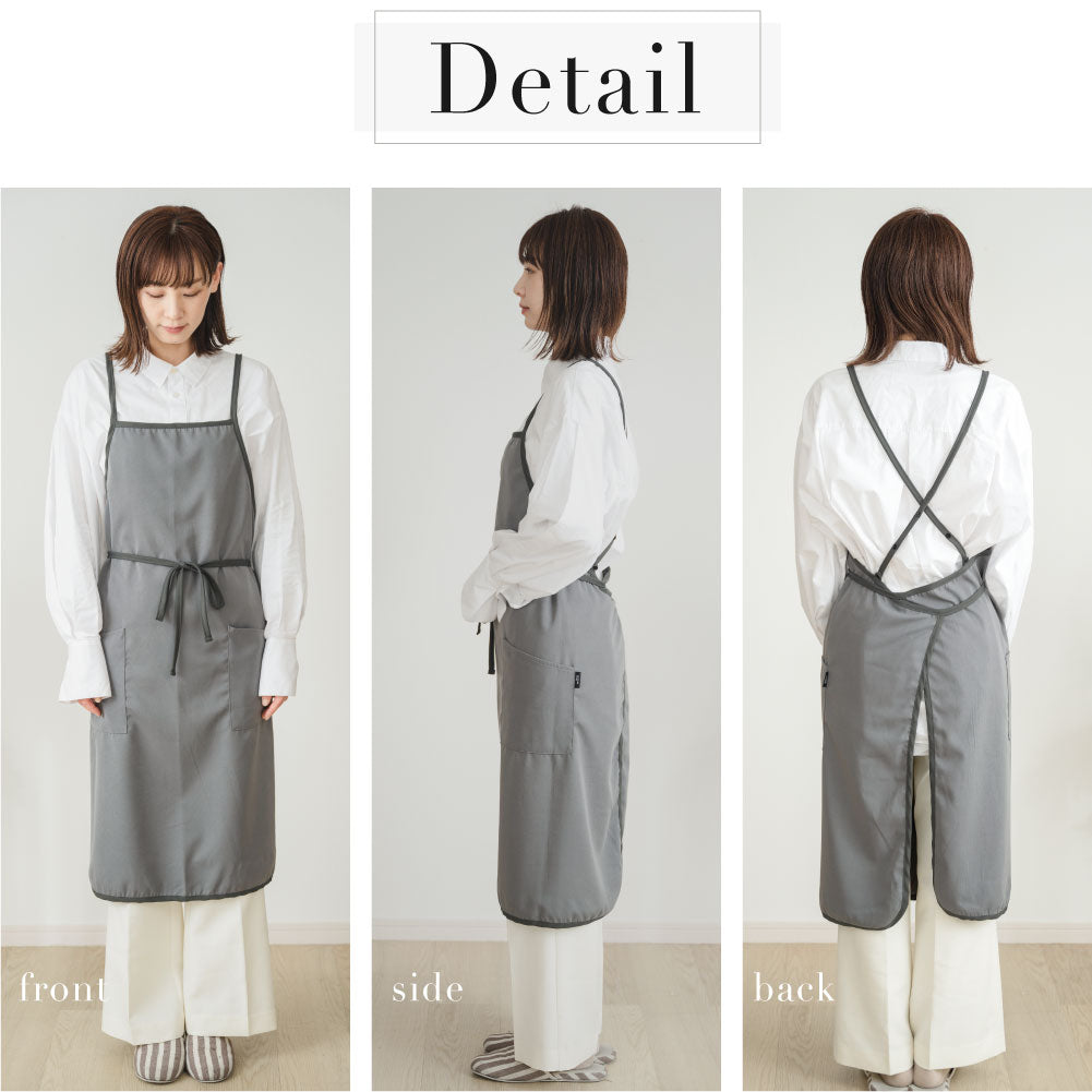 【80%OFFクーポン利用で558円】エプロン おしゃれ 保育士 かわいい ワンピース カフェエプロン レディース ロング 黒 バッククロス エプロン ポケット 料理 f-00021
