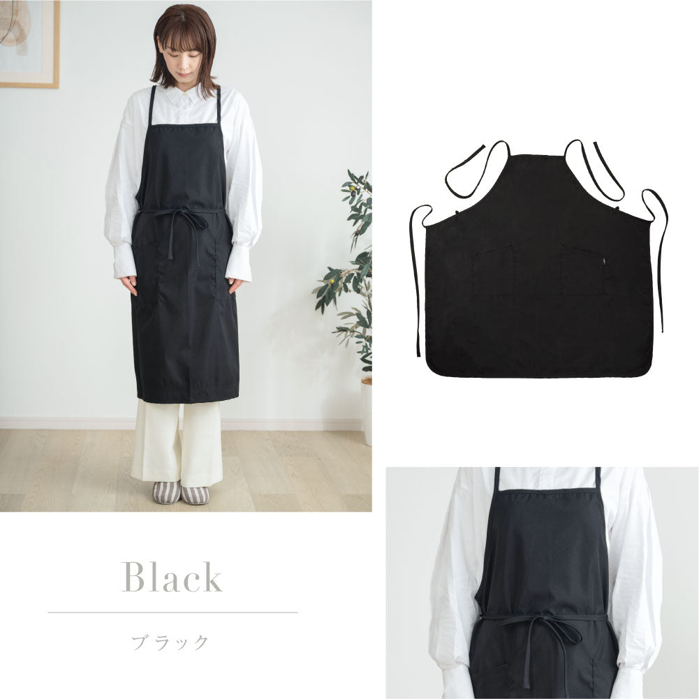【80%OFFクーポン利用で558円】エプロン おしゃれ 保育士 かわいい ワンピース カフェエプロン レディース ロング 黒 バッククロス エプロン ポケット 料理 f-00021