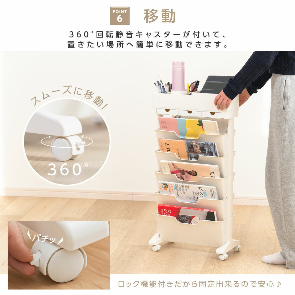 30日限定☆80%OFF で2516円!【総合ランキング1位！】ファイルワゴン キャスター付き デスク収納 マガジンラック 収納棚 大容量 収納ラック 本棚 ワゴン オフィス リビング 隙間ワゴン デスク整理 雑誌収納 おしゃれ 省スペース インテリア 収納用品 f-00048