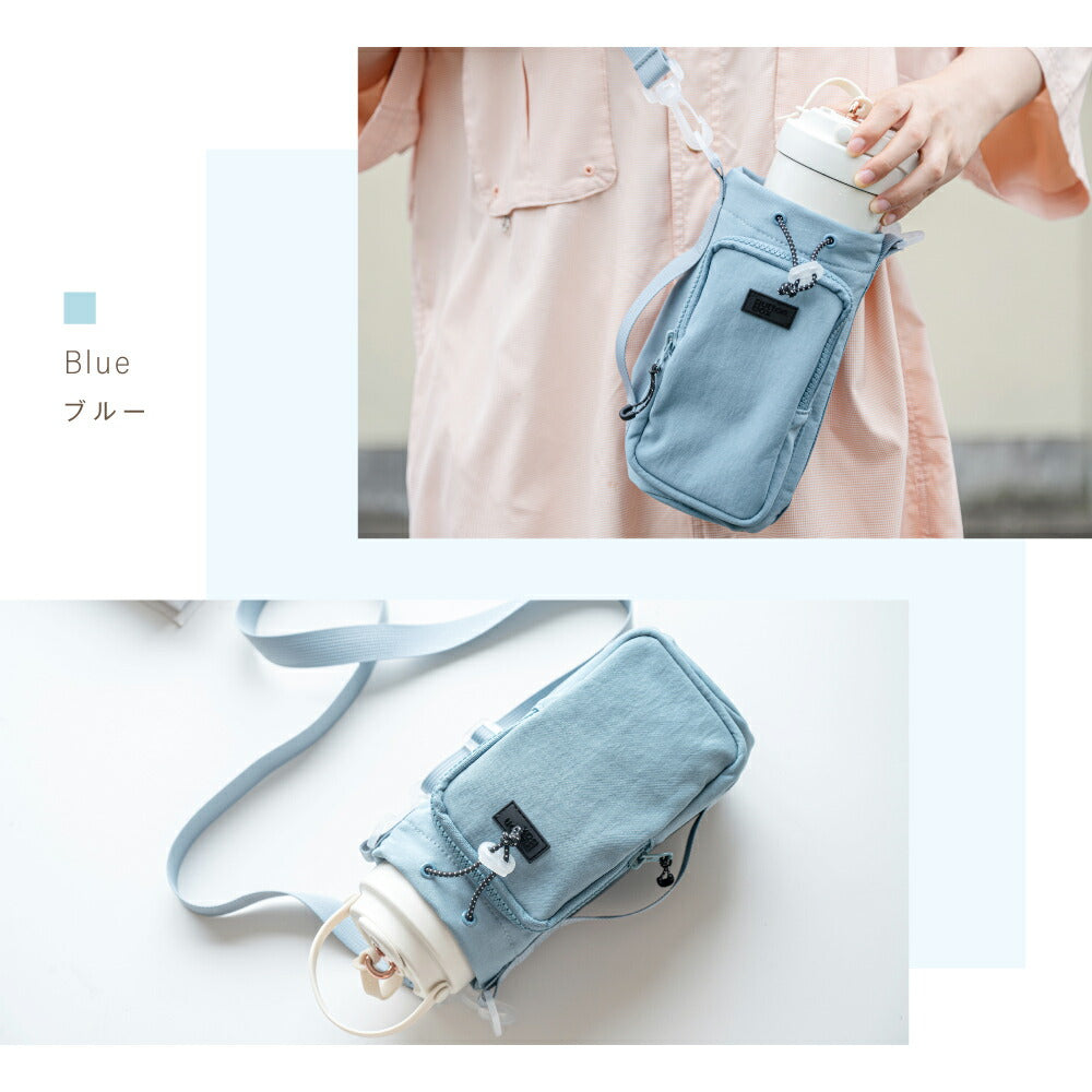 【78%OFF クーポン利用で1162円】ボトルショルダー水筒ケース スマホポーチ 3way ペットボトルホルダー 水筒カバー 撥水生地 斜め掛け水筒ホルダー ストラップ タンブラー 長さ調節可能 タオル 小物入れ アウトドア 水分補給 ライブ 運動会 f-00124