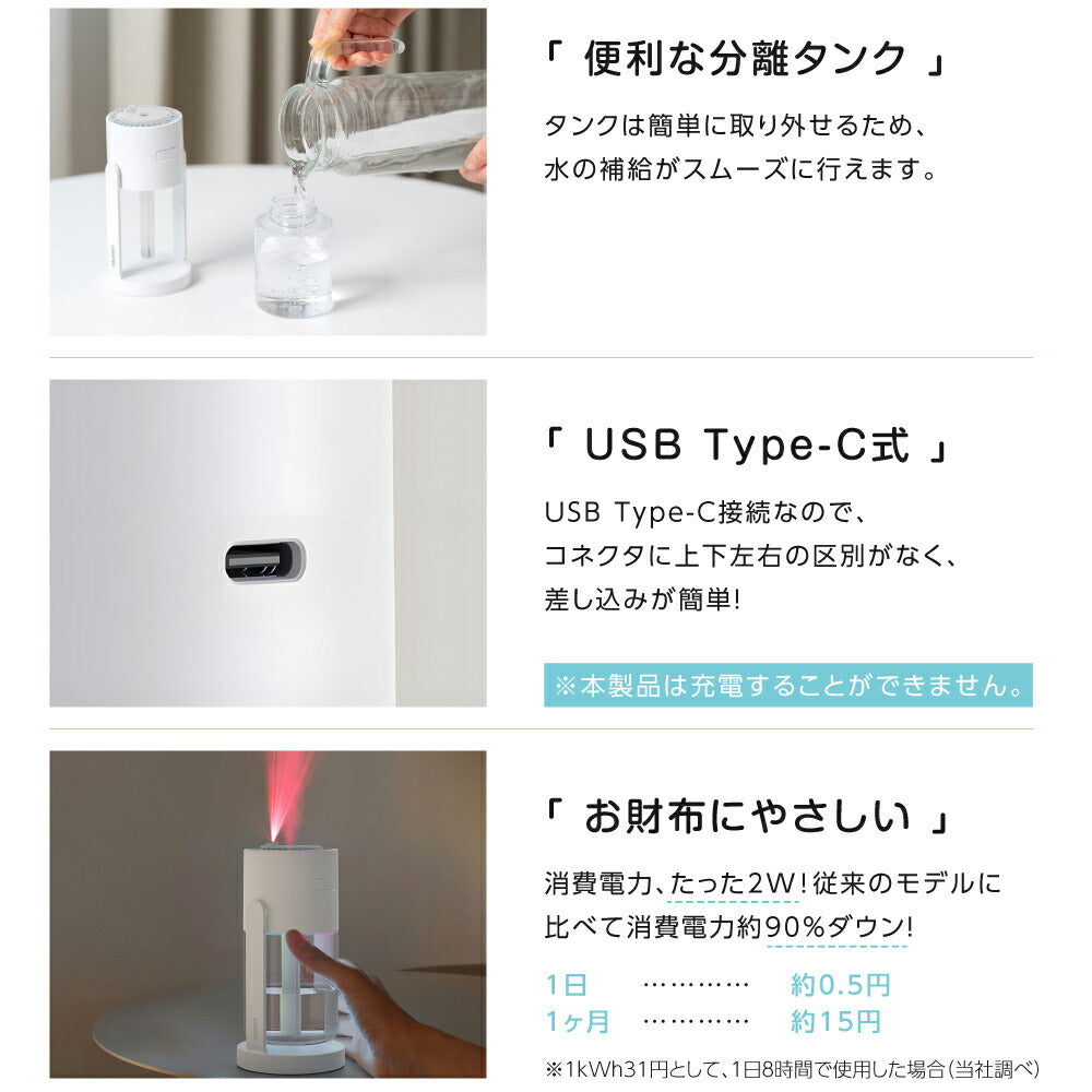 30日限定☆80%OFF で1036円!超音波 卓上加湿器 ミニ加湿器 星空ライト付き ダブルノズル 軽量 静音 USB充電式 透明タンク 280ml 長時間連続加湿 乾燥対策 持ち運び USB給電 自宅 オフィス 車載 h-00006-wh