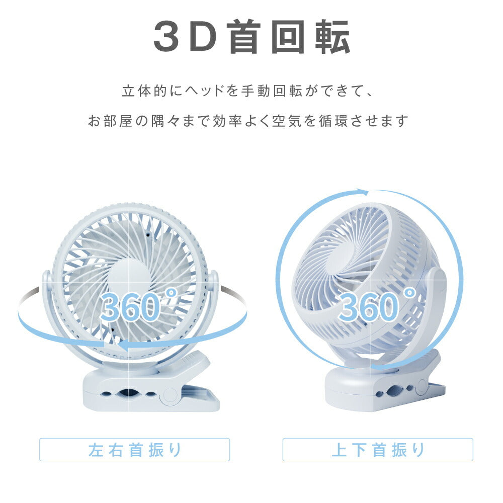 【75%OFFクーポン利用で1495円】扇風機 クリップ式 LEDライト付き おしゃれ 小型 充電式扇風機 壁掛け 大容量バッテリー 360°角度調節可能 ベビーカー取付可 卓上 スタンド式 USB給電 コードレス 静音設計 サーキュレーター アウトドア対応 常夜灯 i-00030