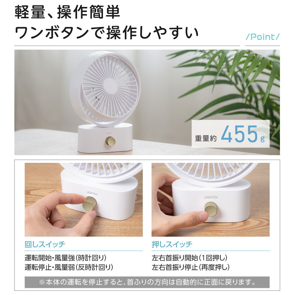 【75%OFFクーポン利用で1795円】卓上扇風機 小型 静音 USB充電式 サーキュレーター 左右自動首振り 風量10段階調整 持ち運び便利 コンパクト設計 省エネ 軽量タイプ バッテリー内蔵 デスク 寝室 アウトドア オフィスに最適 おしゃれ i-00044