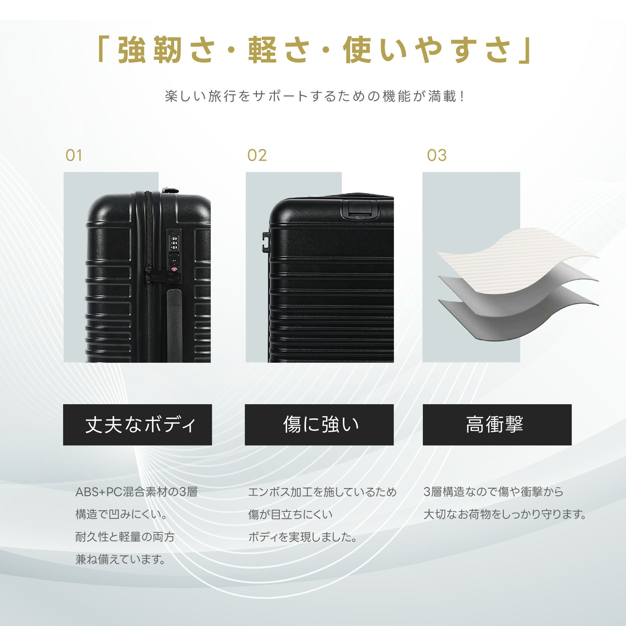 【50%OFF クーポン利用で3456円】スーツケース 機内持ち込み 耐衝撃 隠しフック付き キャリーバッグ S/M/Lサイズ39L/63L/93L キャスター取り外し 多収納ポケット 360度回転 静音 カップホルダー付き 軽量設計 トランク ダブルキャスター 超軽量 a-00031