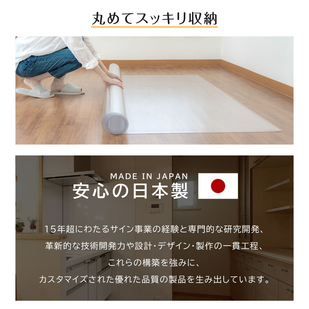 【75%OFFクーポン利用で893円】拭けるキッチンマット クリア 撥水 60cm×240cm 透明 防水 床暖房対応 抗菌 防カビ 厚さ1.5mm 拭ける キッチン マット 240cm 滑り止め クリアマット 透明マット おしゃれ 台所 カーペット フロア ロング matpvc-60240